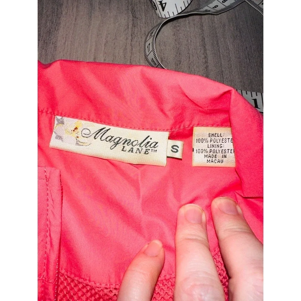 Magnolia Lane Masters Golf Tournament Vest Pink Full Zip Women Small Logo F2